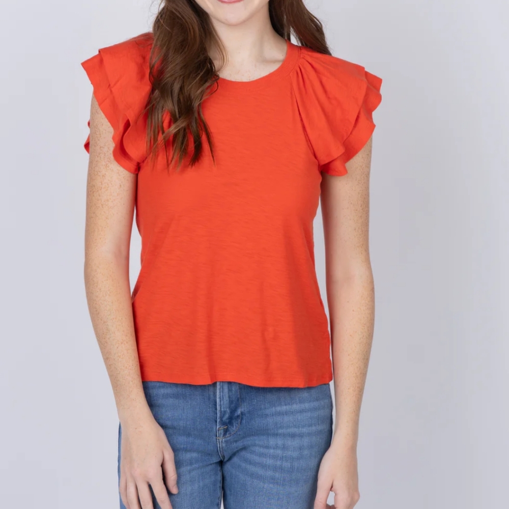 Nation Ltd Florry Ruffled Raglan Tank in Golden Gate